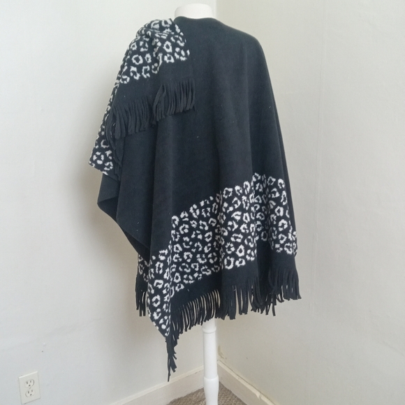 RACHEL Rachel Roy Black White Leopard Print Wrap One Size Fits Most - Picture 3 of 11